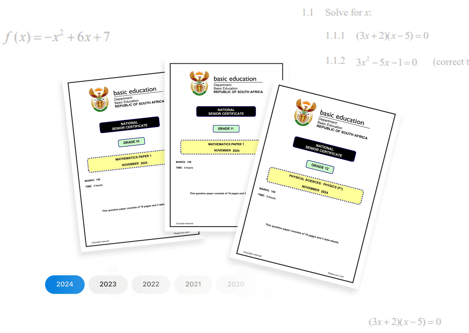 NSC Examination Past Papers for grade 10, 11 & 12